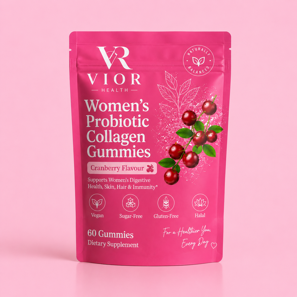 VIOR HEALTH Women’s Probiotic Collagen Gummies – Cranberry Flavour | 60 Gummies