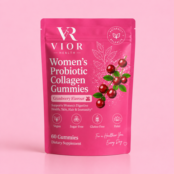 VIOR HEALTH Women’s Probiotic Collagen Gummies – Cranberry Flavour | 60 Gummies